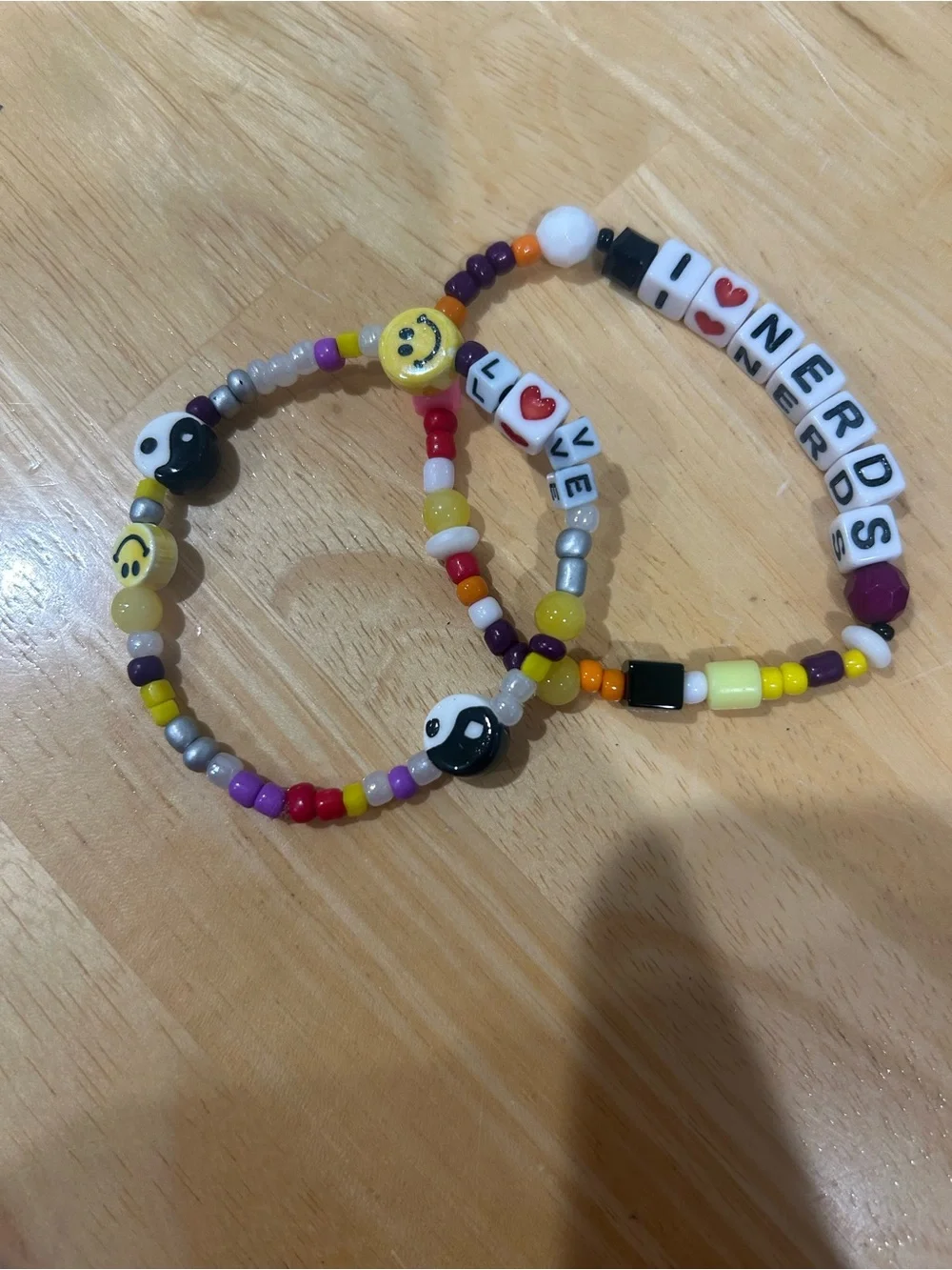 Kids/Women Beaded Bracelets - Yellow, Purple, Black Accent
